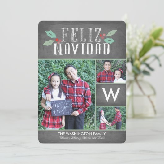 Modern Hollies Feliz Navidad Holiday (Staand voorkant)