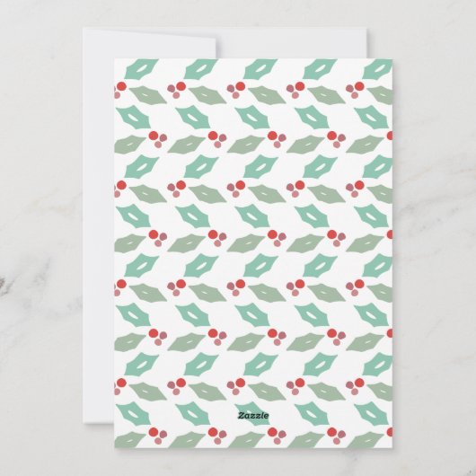 Modern Hollies Monogram 3 Foto Kerstmis Feestdagenkaart (Achterkant)