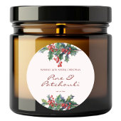 Modern Holly Berry Christmas Candle Ronde Sticker