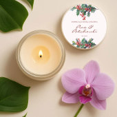 Modern Holly Berry Christmas Candle Ronde Sticker