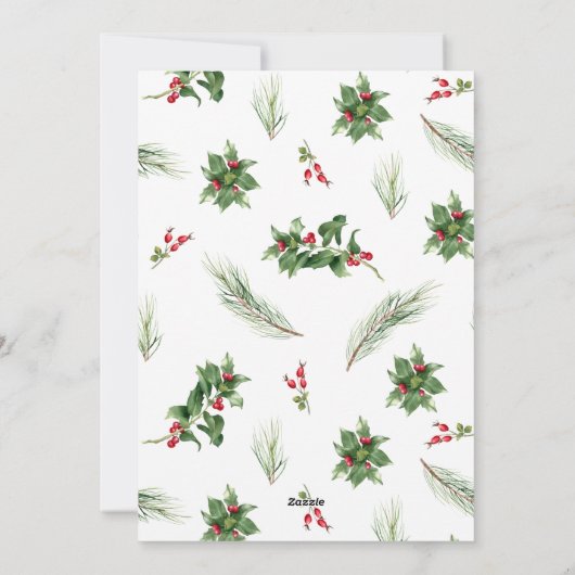 Modern Holly Berry Greenery Merry kerstfoto Feestdagenkaart (Achterkant)