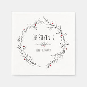 Modern, Holly Berry Holiday Servetten