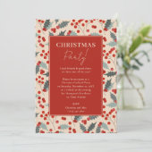 Modern Holly Berry Kerstparty Kaart (Staand voorkant)