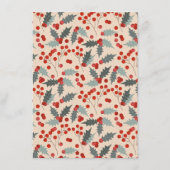 Modern Holly Berry Kerstparty Menu (Achterkant)