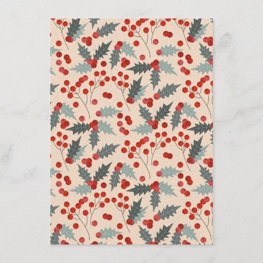 Modern Holly Berry Kerstparty Menu (Achterkant)