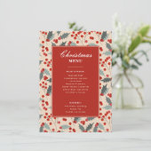 Modern Holly Berry Kerstparty Menu (Staand voorkant)