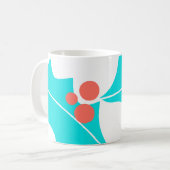 Modern Holly Berry Mok Turquoise en Coral (Voorkant links)