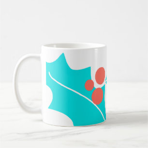 Modern Holly Berry Mok Turquoise en Coral