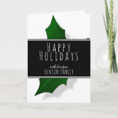 Modern Holly Berry Tree Black en White Feestdagen Kaart (Voorkant)
