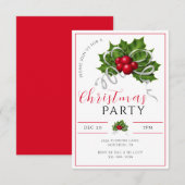 Modern Holly, bessen & lint kerstfeest Kaart (Voorkant / Achterkant)