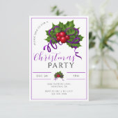 Modern Holly, bessen & lint kerstfeest Kaart (Staand voorkant)