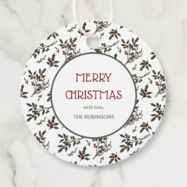 Modern Holly Christmas Botanische bessen patroon Bedankjes Labels
