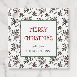 Modern Holly Christmas Botanische bessen patroon Bedankjes Labels