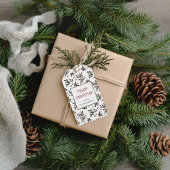 Modern Holly Christmas Botanische bessen patroon Cadeaulabel