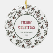 Modern Holly Christmas Botanische bessen patroon Keramisch Ornament (Achterkant)