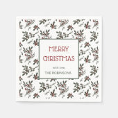 Modern Holly Christmas Botanische bessen patroon Servet (Voorkant)