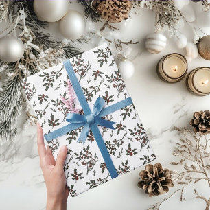 Modern Holly Christmas Plant bessen Winter White Cadeaupapier
