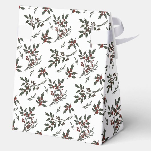 Modern Holly Christmas Plant Pattern White Bedankdoosjes (Achterkant)