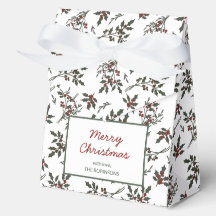 Modern Holly Christmas Plant Pattern White