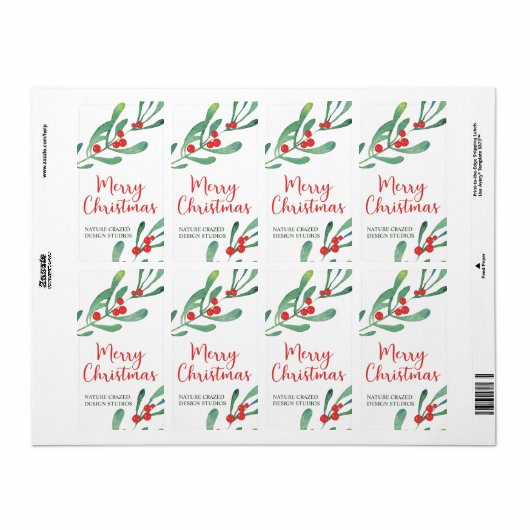 Modern Holly Company kerst Etiket (Full Sheet)