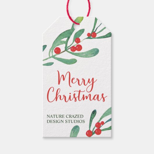 Modern Holly Company Kerstmis Cadeaulabel (Voorkant)