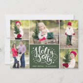 Modern Holly Jolly Foto met kerstgroen collage Feestdagenkaart (Voorkant)