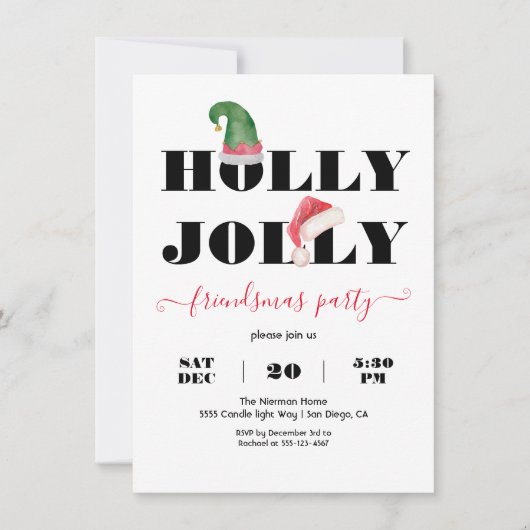 Modern Holly Jolly Friendsmas kerstfeest Kaart (Voorkant)