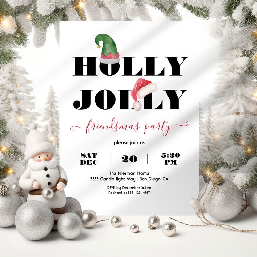 Modern Holly Jolly Friendsmas kerstfeest Kaart