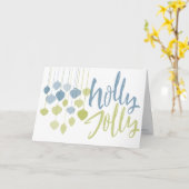 Modern Holly Jolly Minimalist Holiday Baubles Kaart (Gele Bloem)