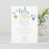 Modern Holly Jolly Minimalist Holiday Baubles Kaart (Staand voorkant)