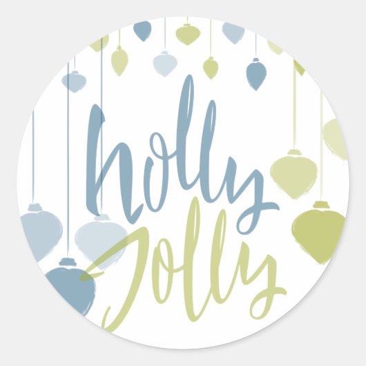 Modern Holly Jolly Minimalist Holiday Baubles Ronde Sticker (Voorkant)