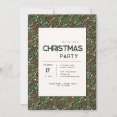 Modern Holly Leaf Christmas Party Invitation Kaart (Voorkant)