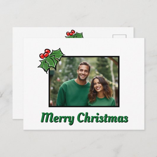 Modern Holly Leaves bessen kerst sjabloon (Voorkant / Achterkant)