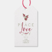 Modern Holly Minimalist Christmas Peace Love Joy Cadeaulabel (Voorkant)