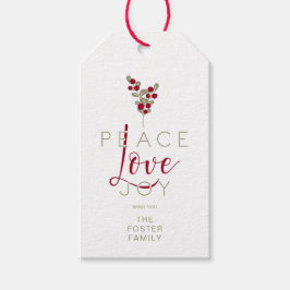 Modern Holly Minimalist Christmas Peace Love Joy Cadeaulabel