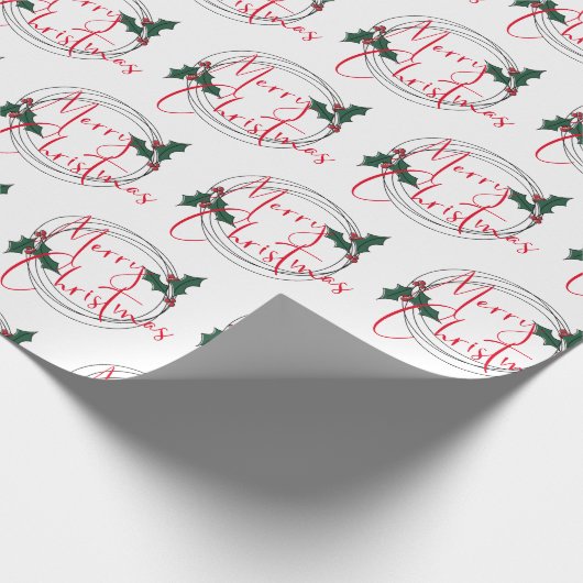 Modern Holly Wreath Merry kerstinpakken papier (Hoek)