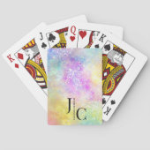 Modern Holo Opal Stijlvol Professioneel Monogram Pokerkaarten (Achterkant)