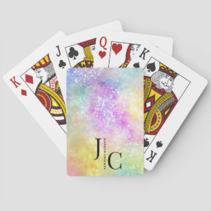 Modern Holo Opal Stijlvol Professioneel Monogram Pokerkaarten