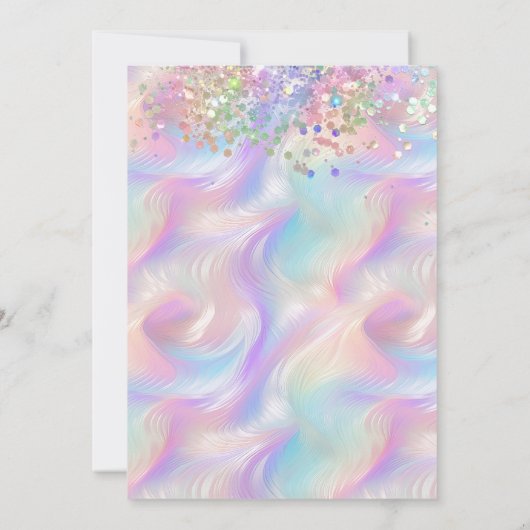 Modern Holografen Girly Trendy Birthday Invitation Kaart (Achterkant)