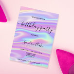 Modern Holografen Girly Trendy Birthday Invitation Kaart<br><div class="desc">Glamour voor je 16-jarig feestje voor je glitzy meisje met deze leuke,  moderne en trendy uitnodiging met holograafachtergrond</div>