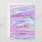 Modern Holografen Girly Trendy Birthday Invitation Kaart (Voorkant)