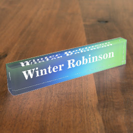 Modern holografisch blauw groen turquoise naambordje