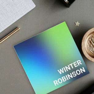 Modern holografisch blauw groen turquoise vierkante visitekaartje