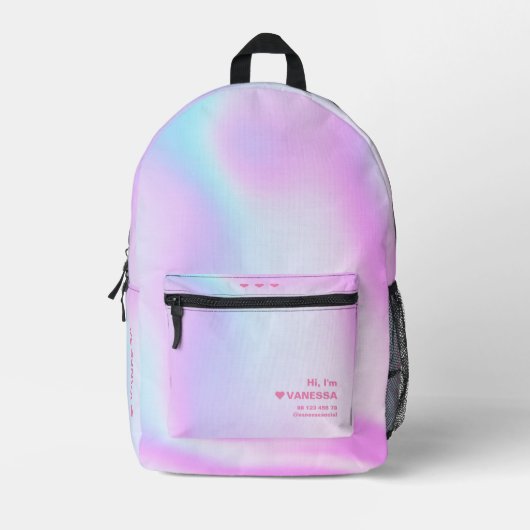 Modern Holografisch Blauw Paarse Roze Stijlvol Bedrukte Rugzak (Voorkant)