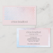 Modern Holografisch Dot Patroon op Roze Visitekaartje (Voorkant / Achterkant)