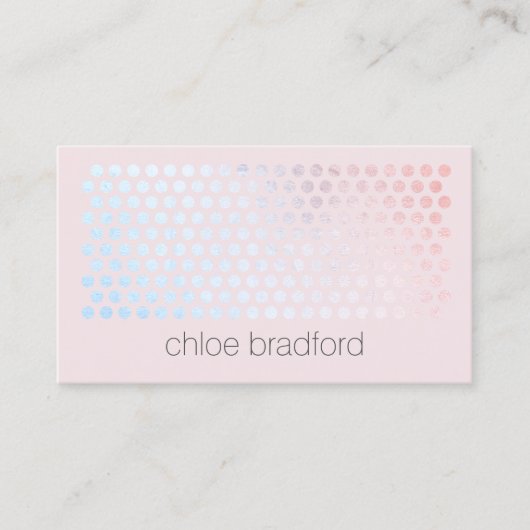 Modern Holografisch Dot Patroon op Roze Visitekaartje (Voorkant)