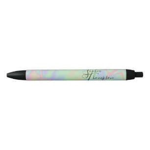 Modern holografisch effect script regenboog pastel zwarte inkt pen