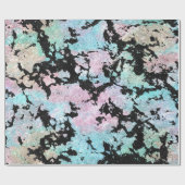 Modern holografisch en zwart Glitter Marble Afbeel Cadeaupapier (Vlak)