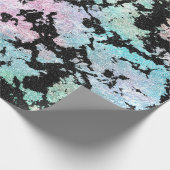 Modern holografisch en zwart Glitter Marble Afbeel Cadeaupapier (Hoek)