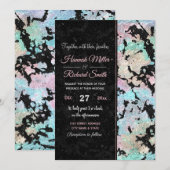 Modern holografisch en zwart Glitter Marble Afbeel Kaart (Voorkant / Achterkant)